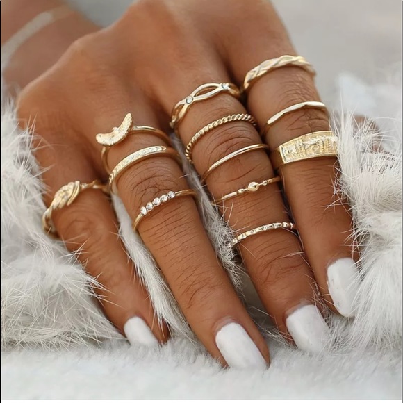RE-Stock In! 12 Pc Midi Finger Knuckle Stack Rings - Picture 2 of 5